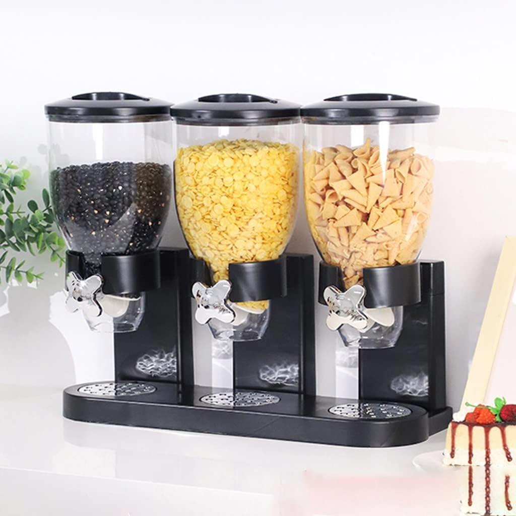 🖤Кухонний органайзер дозатор для круп на 3 секції, диспенсер для сипучих продуктів 223-29, Чорний, фото 1