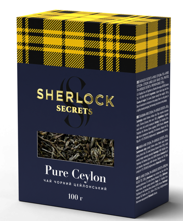 Чорний цейлонський чай Sherlock Secrets Pure Ceylon 100 грамів | Чай Річард у новому дизайні, фото 1