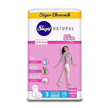 Прокладки гігієнічні ультратонкі Sleepy Slim Night-3 №18 Super Economic (320 mm)