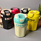 Термостакан "Enjoy" з трубочкою 350 мл з нержавіючої сталі в різних кольорах Luna, фото 2