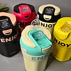 Термостакан "Enjoy" з трубочкою 350 мл з нержавіючої сталі в різних кольорах Luna, фото 3