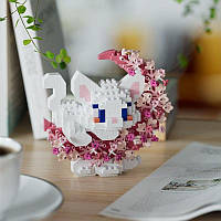 Конструктор блоковий дитячий білий котик на місяці