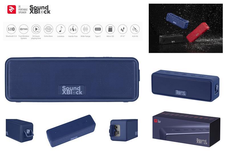 Акустична система 2E SoundXBlock TWS, MP3, Wireless, Waterproof Blue, фото 1