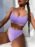 Жіночий спортивний роздільний купальник фіолетового кольору, фото 7