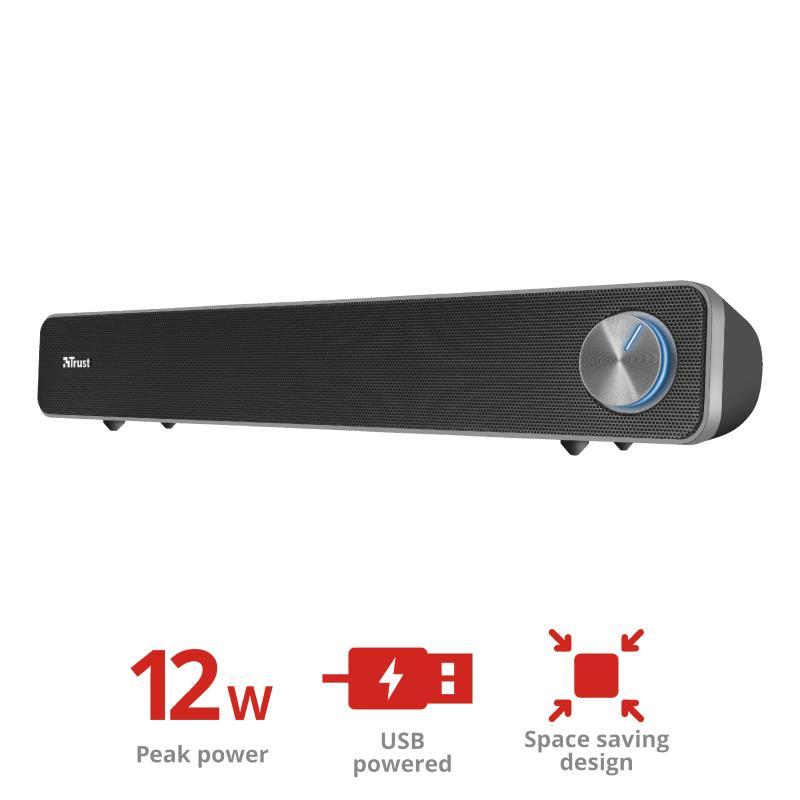 Акустична система Trust Arys Саундбар, USB/AUX, чорний, фото 1