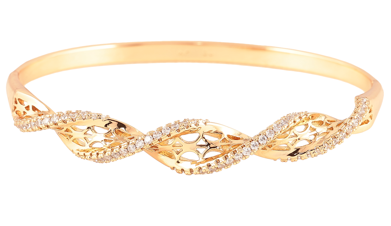Браслет Xuping Позолота 18K «Різьблений візерунок з цирконієм» ø 6см