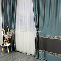 Штори з жакард, сучасні штори в спальню Бірюзові, з тюлем (SHTN-K7-3), фото 6