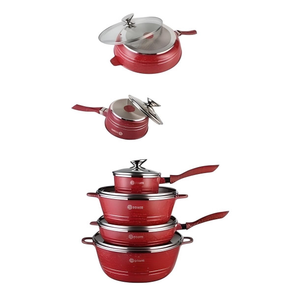 Набір каструль 13 предметів domte Червоний, фото 1