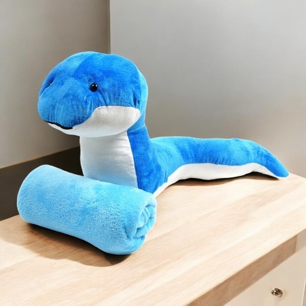 Плед-подушка 3в1 Змія 70см 29629 Синя, фото 1