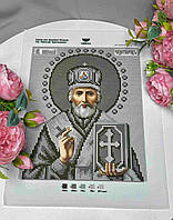 Схема вишивки бісером Святий Микола сірий А4. Габардин