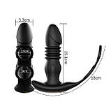 Анальний вібратор, масажер простати з ерекційними кільцями на пініс і поступальними рухами з Д/К, фото 4