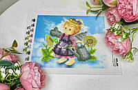 Схема для вышивки бисером Ангелочек в подсолнухах А5