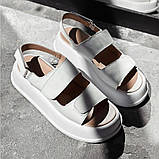 Білі сандалі з натуральної шкіри, на липучках, фото 4