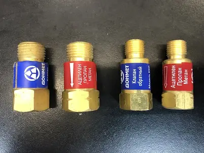 Клапани зворотні і вогнетривкі для газових гум, паляниць і редукторів (ОБК/ОБГ; КОК/КОГ)