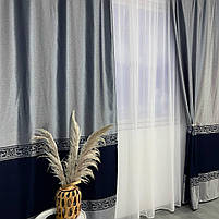Штори з жакард, сучасні штори в спальню Сіро-сині з тюлем (SHTN-K7-6), фото 8