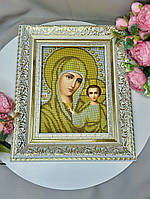 Схема вишивання бісером Пресвята Богородиця Казанська А4 в золоті. Габардин