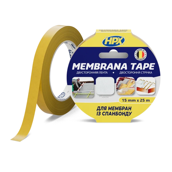 Двостороння стрічка для мембран із спанбонду НРХ Membrana Tape 15мм*25м