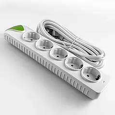 Мережевий подовжувач 5 розеток 2 метри (2500 Вт)