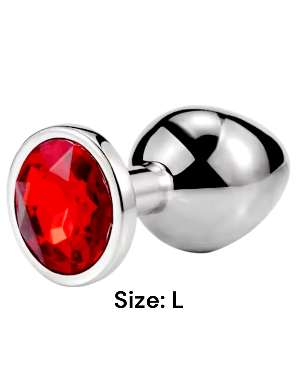 Металева анальна втулка Silver, red crystal розмір L, фото 1