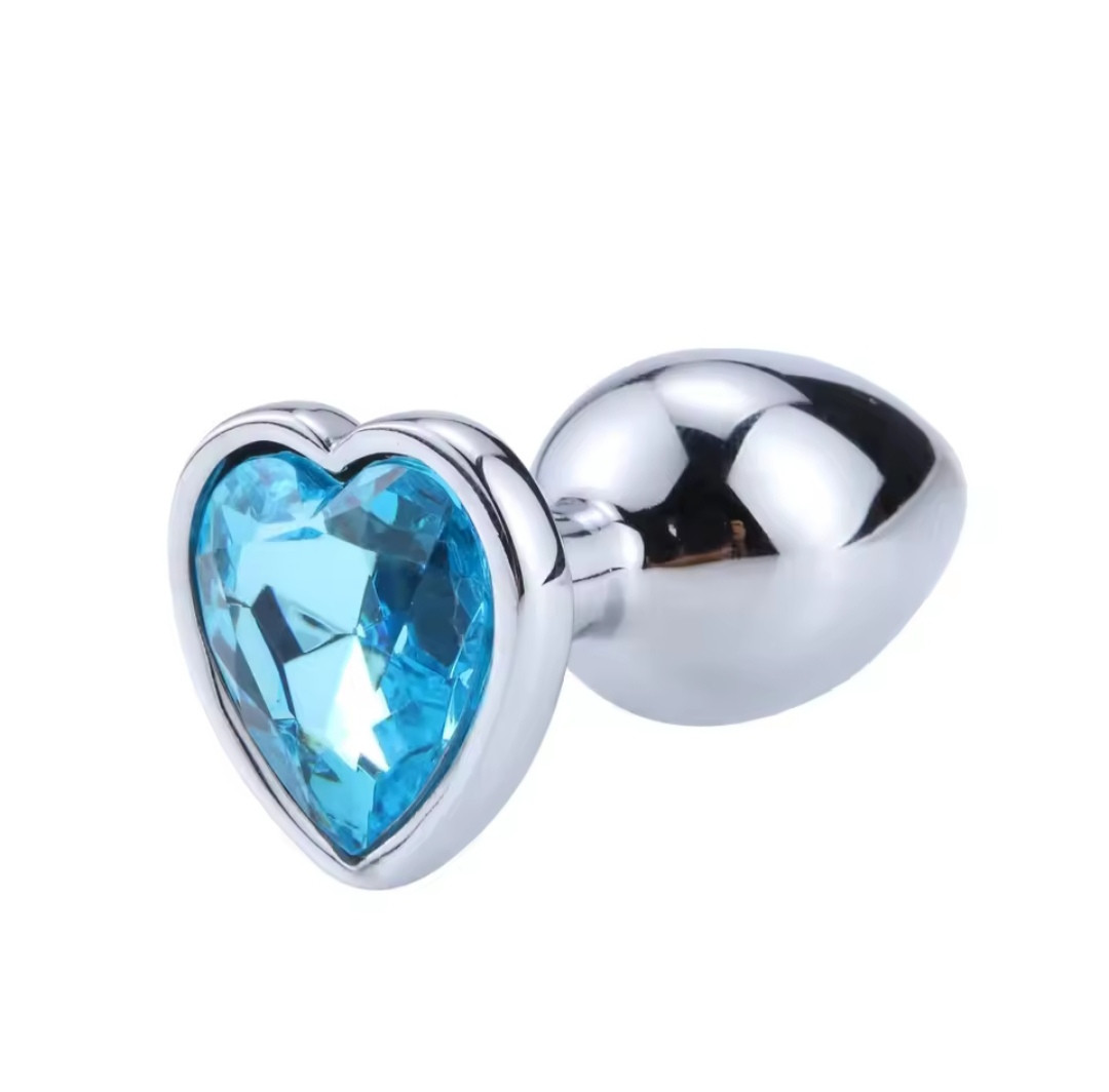 Металева анальна втулка "Heart" blue, розмір S, фото 1