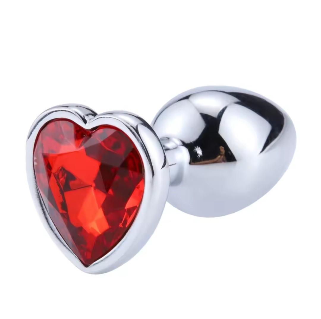 Металева анальна втулка "Heart" red, розмір S, фото 1