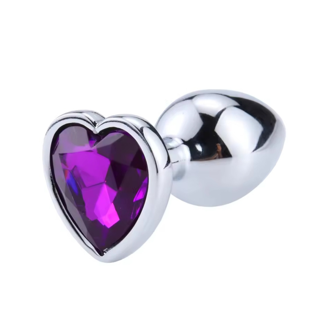 Металева анальна втулка "Heart" violet, розмір S, фото 1