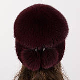 Жіноча хутряна норкова шапка на в'язаній основі з великим помпоном з хутра песця "Кулька", фото 4