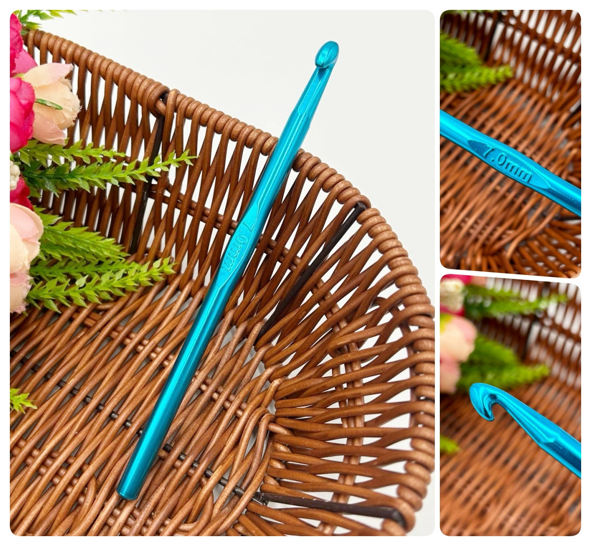 Гачок для В'язання / Металевий / 7 мм / Лазурний, фото 1