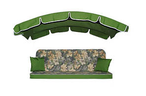 Комплект для садових гойдалок Malta Сірий однотон/Помаранчеві маки (ОСТ-ФРАН ТМ) Versalles flor verde/Зелений однотон 23003