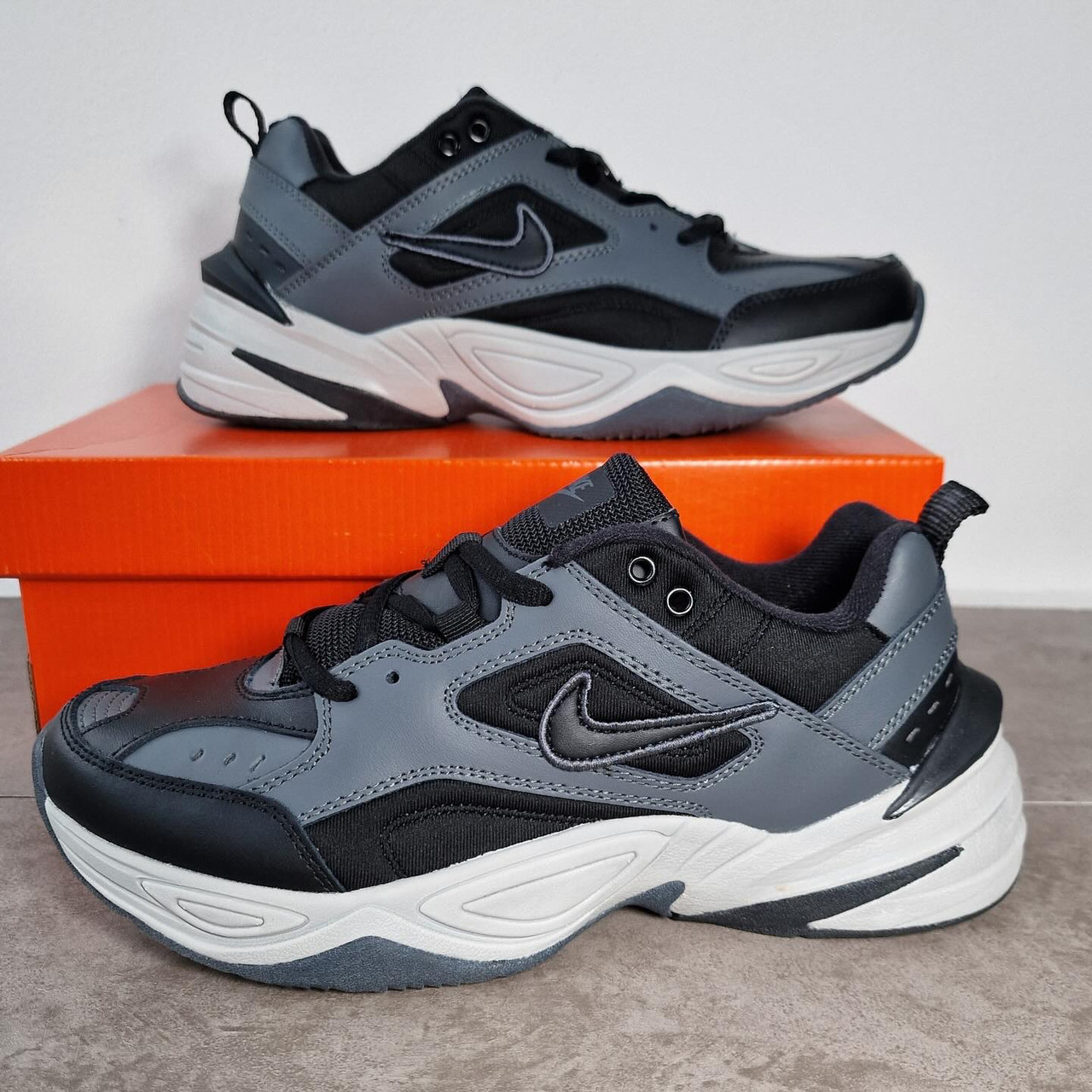 Кросівки чоловічі демісезонні Nike Tekno шкіряні сірі