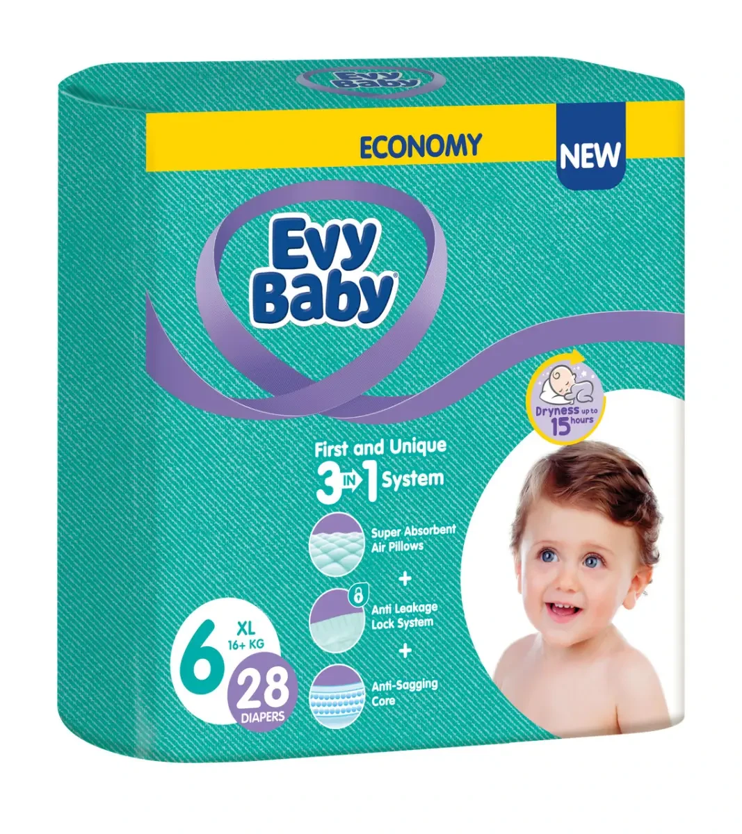 Підгузки дитячі Evy Baby Еві Бебі Junior джуніор 6 (16+ кг) 28 шт., фото 1