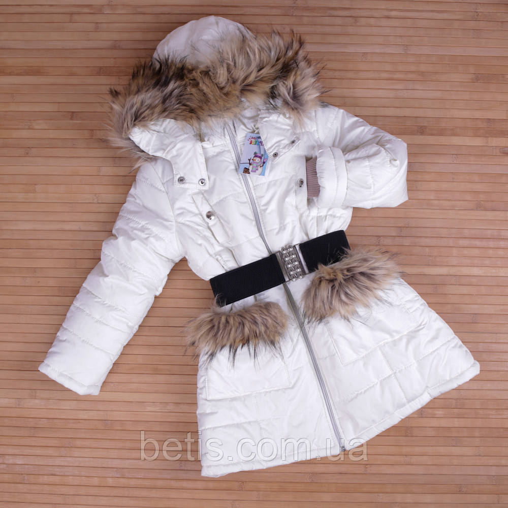 Куртка, пальто Пальто Дівчинка Зима 8080 Молочний арт.8080 Деньчик  Зріст 122-60(р)