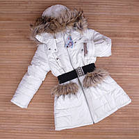 Пальто Дівчинка Зима 8080 Молочний арт.8080 Деньчик  Зріст 128-60(р)