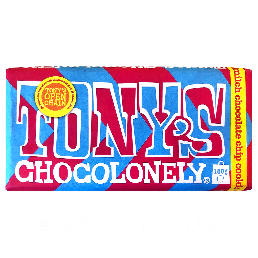 Шоколад молочний з печивом Тоніс Tonys vollmilch chocolate chip cooki 180g 15шт/ящ (Код: 00-00017249)