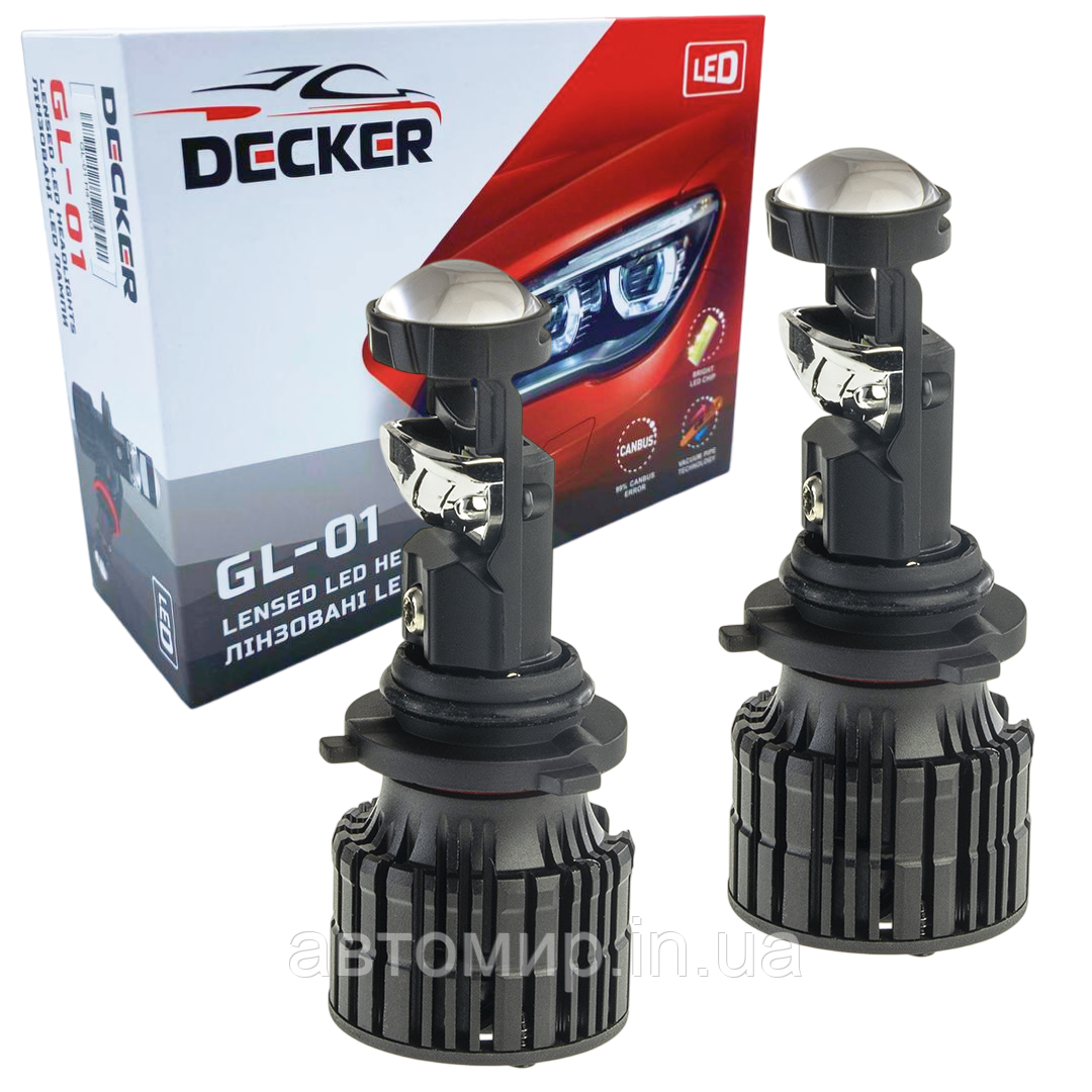 Led світлодіодні міні лінзи Bi-LED DECKER LED GL-01 HB4 9006 6000k 55w 8000Lm 9-32v