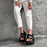 Чорні босоніжки на масивній підошві, фото 4