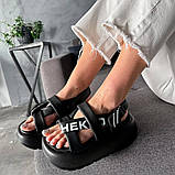 Чорні босоніжки на масивній підошві, фото 7