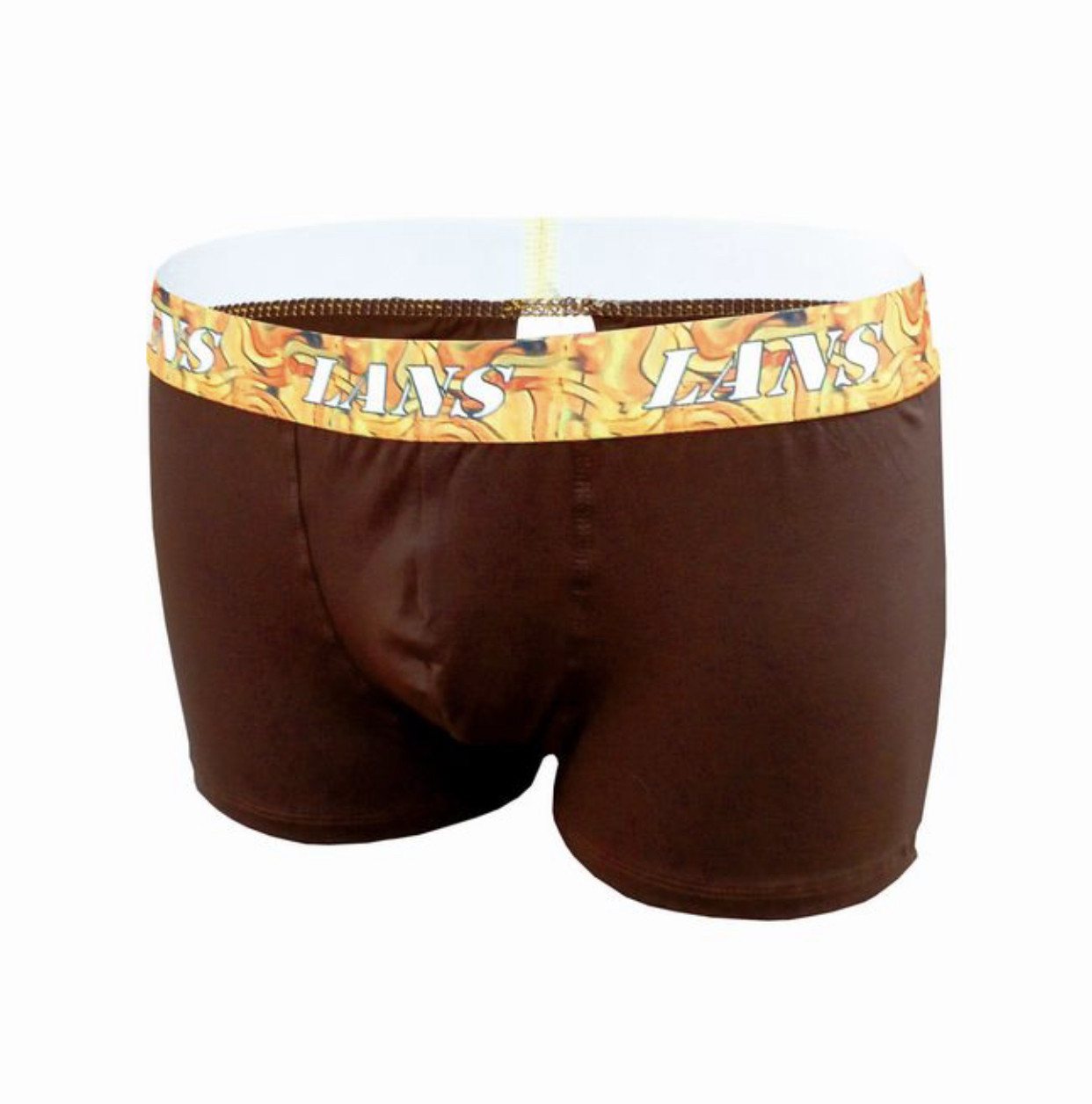 Боксерки чоловічі Lans 07/038 відкритий пояс з логотипом коричневі (розміри: М-4XL), фото 1