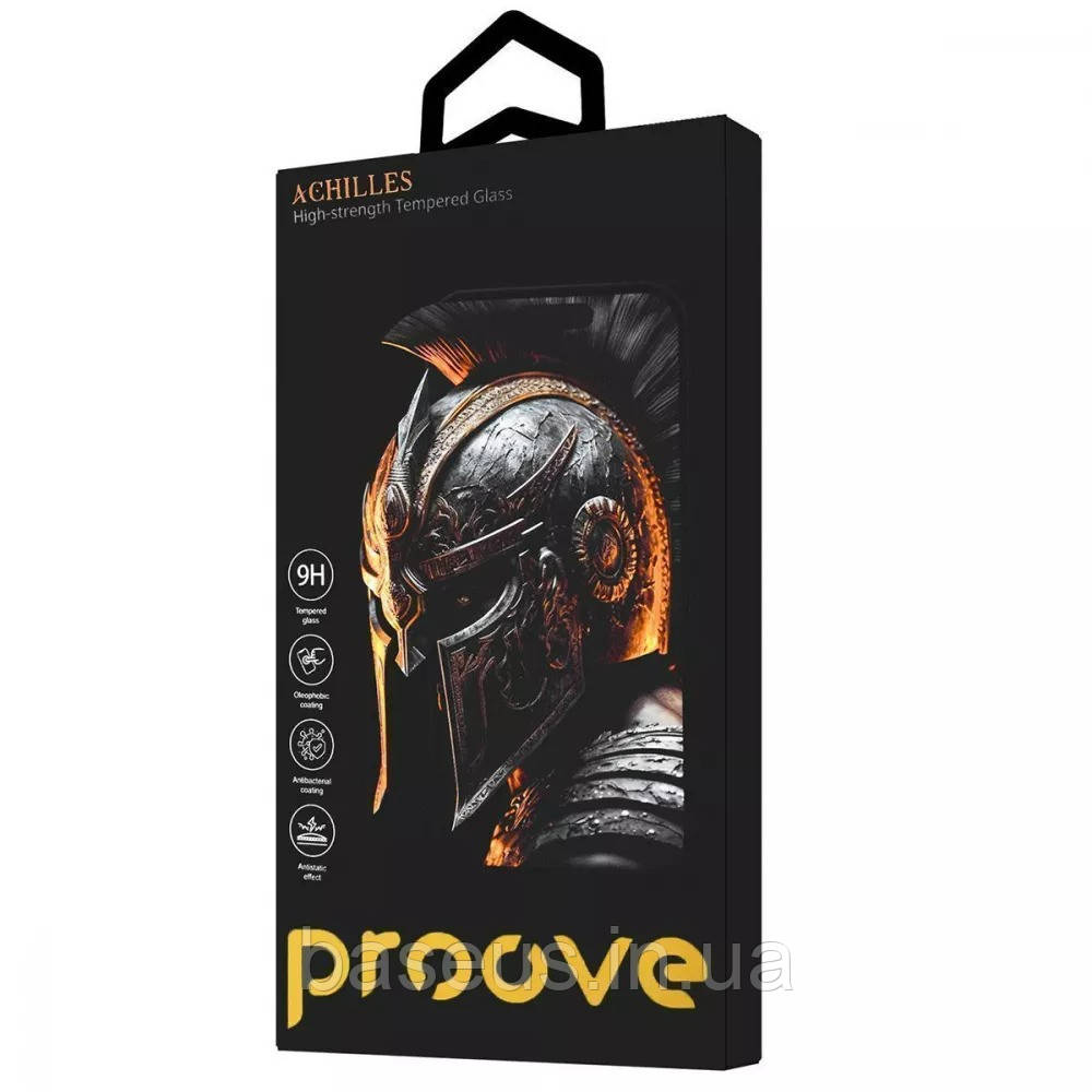 Захисне скло Proove Achilles для iPhone 14 Pro Max чорне 9H загартоване 3D олеофобне, фото 1