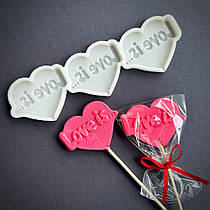 Силіконовий молд для льодяників "Сердечка 9/Love is"