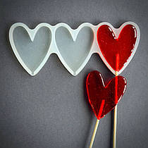 Силіконовий молд для льодяників "Сердечка 12"