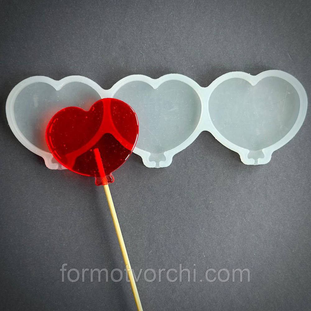 Силіконовий молд для льодяників "Сердечка 11"
