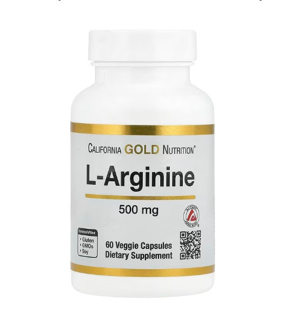 California Gold Nutrition, L-аргінін, 500 мг, 60 веганських капсул