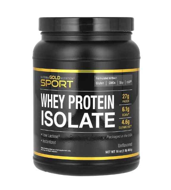 California Gold Nutrition, Sport, ізолят сироваткового протеїну, без ароматизаторів, 454 г