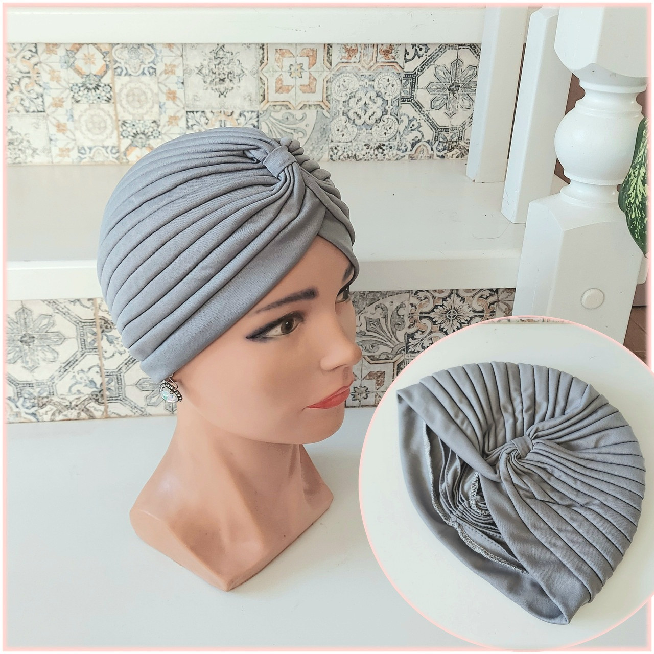 Чалма, хіджаб, шапка для алопеції(онко) DOLLI - сіра, фото 1