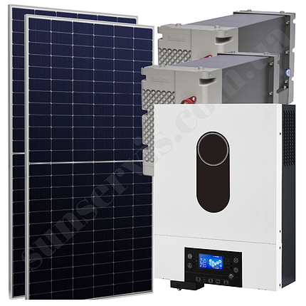 3кВт сонячна станція з ФЕМ 0,8 кВт АКБ гель 24В з резервом 1,9 кВт*год МРРТ контролер, фото 1