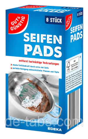 Gut & Gunstig Seifenpads 8 шт губки для сковорідок, грилів і решіток просякнуті засобом