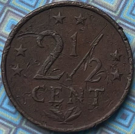 Монета Нідерландських Антильських островів 2 1/2 центов 1975 р.