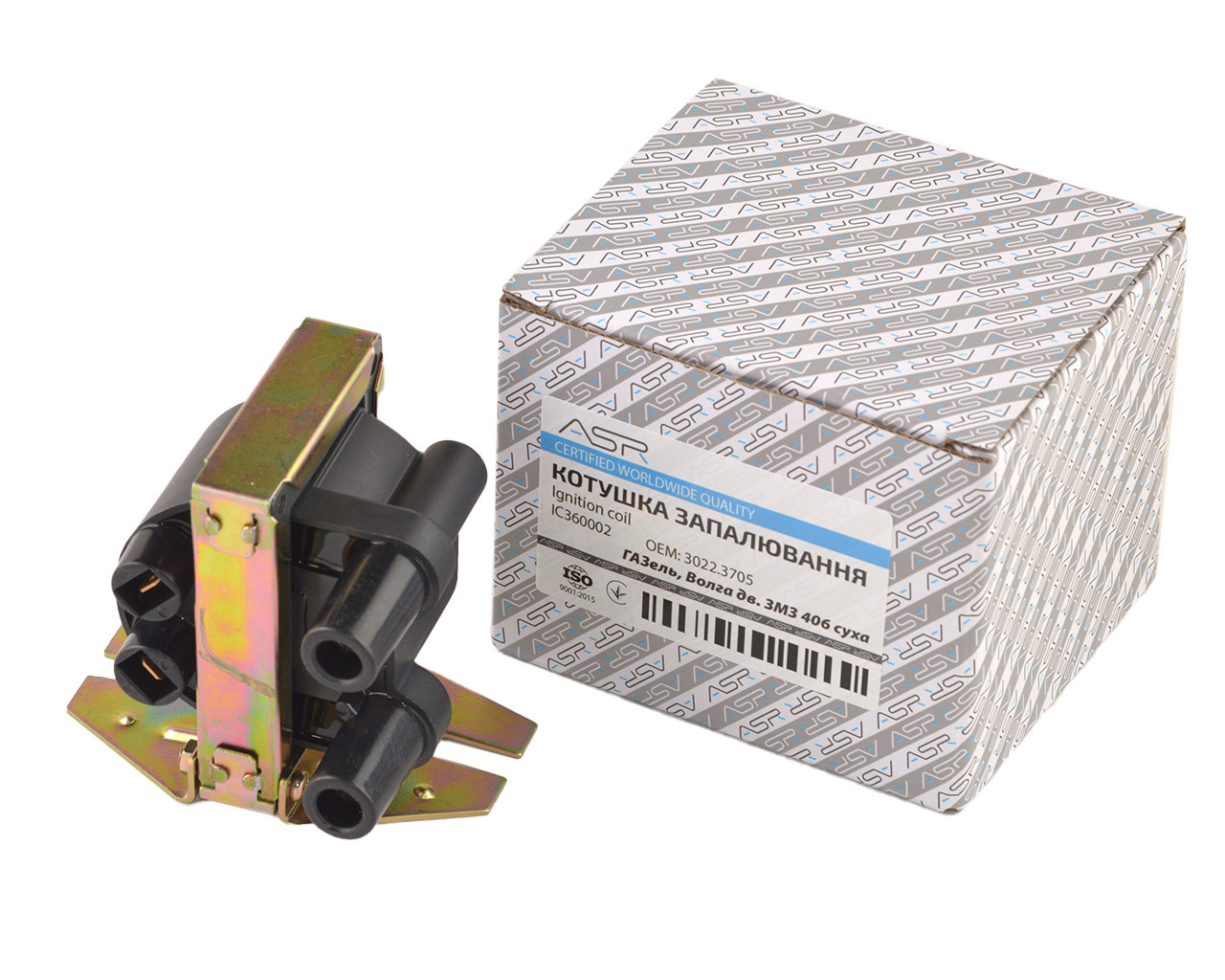 Котушка запалювання ГАЗель, Волга дв. ЗМЗ 406 суха (ASR) (IC360002)