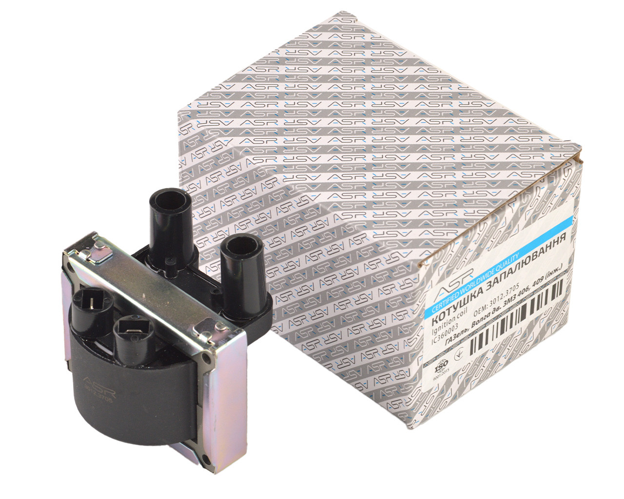 Котушка запалювання ГАЗель, Волга дв. ЗМЗ 406, 409 інжекторний (ASR) (IC360003)